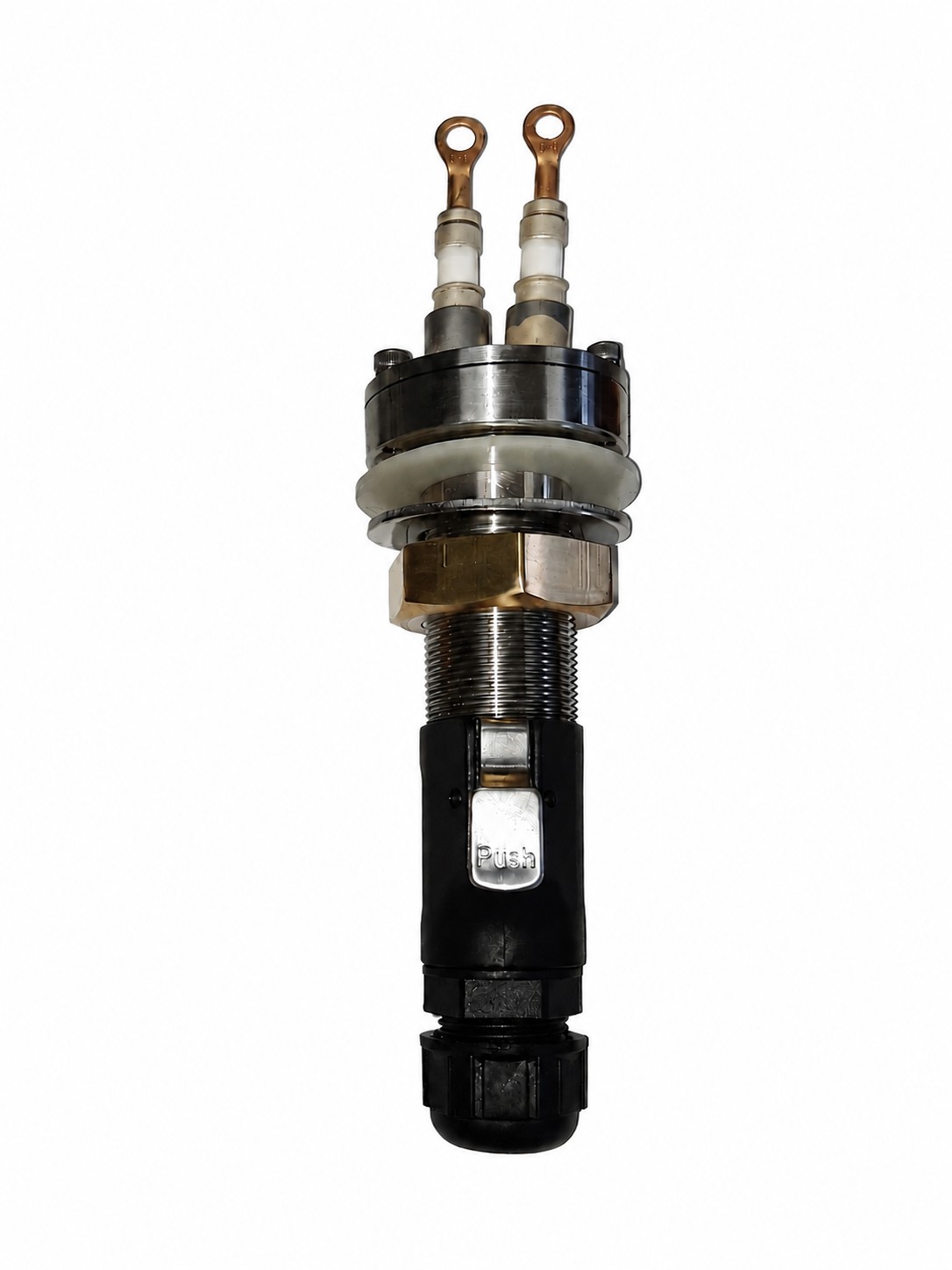 Dual Medium Current Feedthru with Connector component